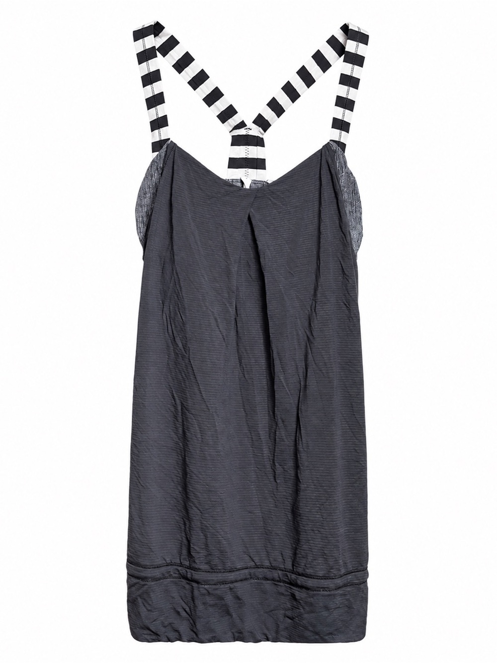 Lululemon Size 8 Black Striped Strap Built-In Bra Long Tank Top